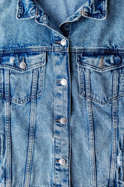 Giacca Blu Jeans Tasca Giacca Denim Primo Piano — Foto Stock
