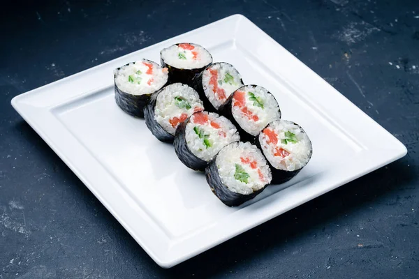 Sushi Roll Maki Sushi Roll Close Para Menú Sobre Fondo — Foto de Stock