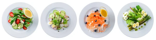 Verse Groenten Salade Kom Geïsoleerd Witte Achtergrond Bovenaanzicht Plat Lay — Stockfoto