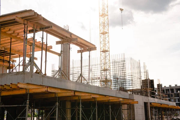 Modern Construction Site Scaffolding Housing Construction Frame Concrete — Stock Photo, Image
