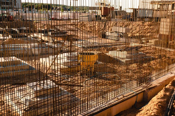 Refuerzo Acero Hormigón Otro Piso Refuerzo Barras Acero Para Armadura —  Fotos de Stock