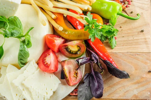 Fromage Frais Géorgien Recette Maison Avec Des Herbes Estragon — Photo