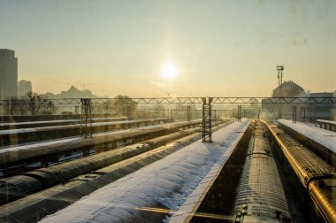  Ukrayna Kiev tren istasyonundaki Ukraynalı Demiryolları.