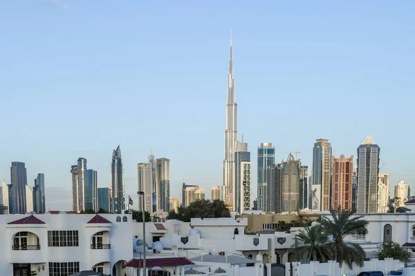 Dubai Uae Maj 2018 Färgglada Solnedgång Över Dubai Downtown Skyskrapor — Stockfoto