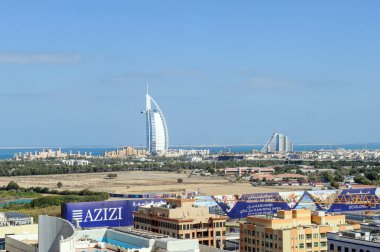Al Barsha bölgesinden Havadan Dubai şehir manzarası, Birleşik Arap Emirlikleri