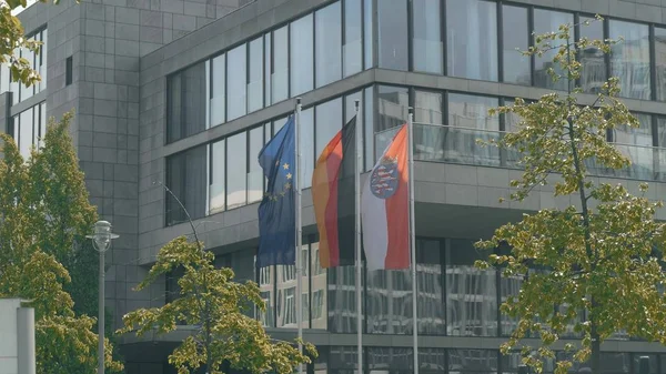 ドイツおよび欧州連合の旗を振る — ストック写真