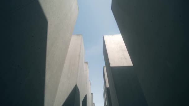 POV walk through the Memorial to the Murdered Jews of Europe in Berlin — Stock Video