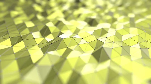 Abstraktní žluté polygonální povrch. 3D vykreslování — Stock fotografie
