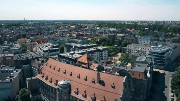 Aerial view of houses in Poznan, Poland — Stock Video