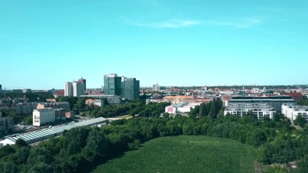 POZNAN, POLAND - MAY 20, 2018. Aerial view of old ruined Edmund Szyc Stadium — Stock Video