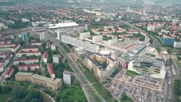 Aerial shot of Seevorstadt-West district in Dresden, Germany — Stock Video