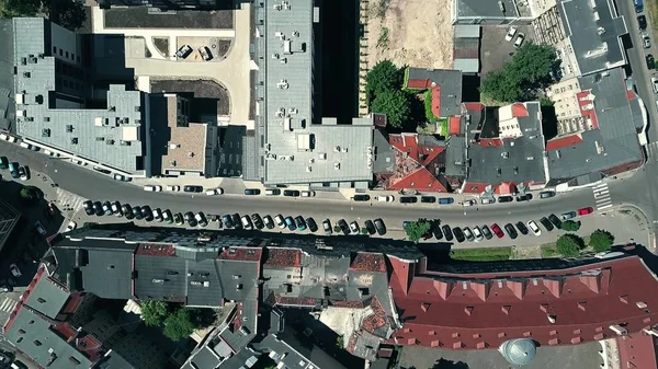 Aerial top down view of apartment buildings in Poznan, Poland — Stock Photo, Image