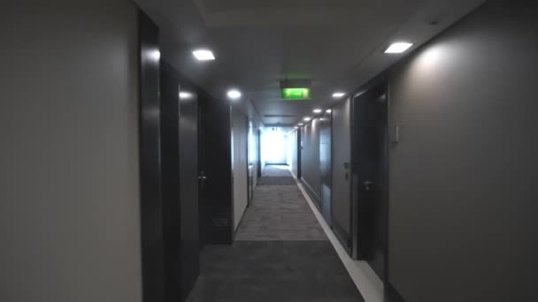 FPV walk along generic modern hotel hallways — Stock Video