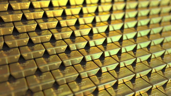 Stora utbudet av fina guldtackor eller tackor. Realistisk 3d-rendering — Stockfoto