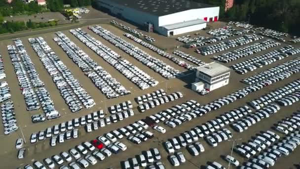 Aerial view of a new car parking — Stock Video