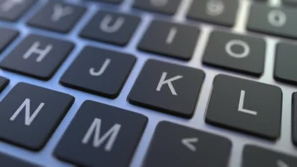 Düğme üstünde belgili tanımlık klavye reddetmek için anahtar teslim kabul edin. Kavramsal 3d animasyon — Stok video