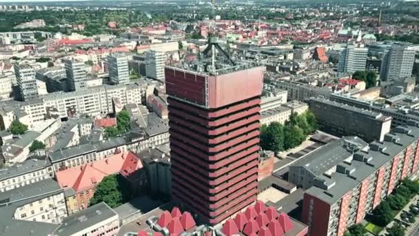 Foto aérea del paisaje urbano de Poznan. Polonia — Vídeos de Stock