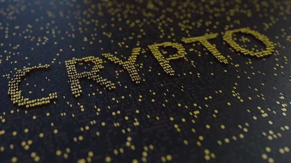 CRYPTO word made of moving golden numbers. 3D rendering — Stock Photo, Image