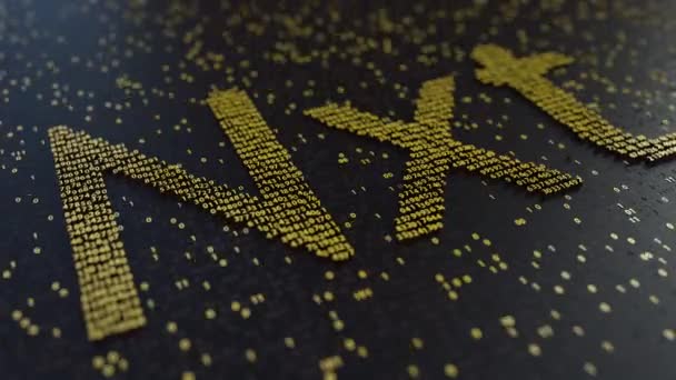 NXT slovo vyrobené z pohybu zlatého čísla. Těžba kryptoměn nebo transakce související koncepční animace — Stock video