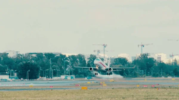 Unrecognizable commercial airplane take off from the airport