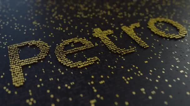 Petro kelime golden numaraları hareket yaptı. Cryptocurrency incelemesi veya hareketleri ilgili kavramsal animasyon — Stok video