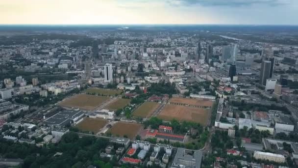 Aerial setting time lapse shot of Varsovia, Polonia — Vídeos de Stock