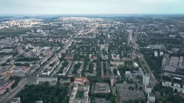 Letecký pohled na staré Mokotow městské části ve Varšavě, Polsko — Stock video