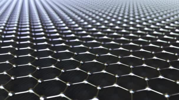 Estrutura atómica hexagonal. Nanotecnologia ou ciência moderna relacionados com fundo movimento loopable — Vídeo de Stock