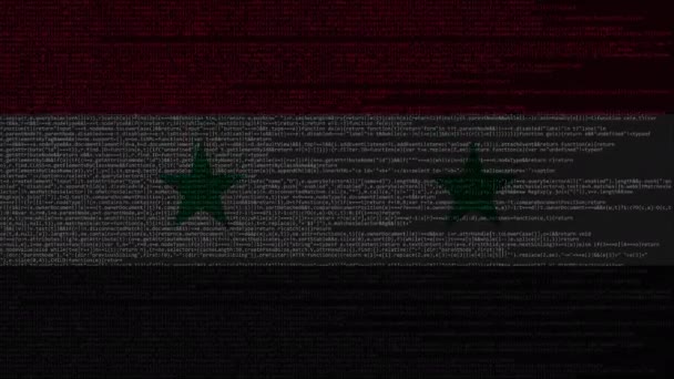 Källkod och flaggan av Syrien. Syriska digital teknik eller programmering relaterade loopable animation — Stockvideo