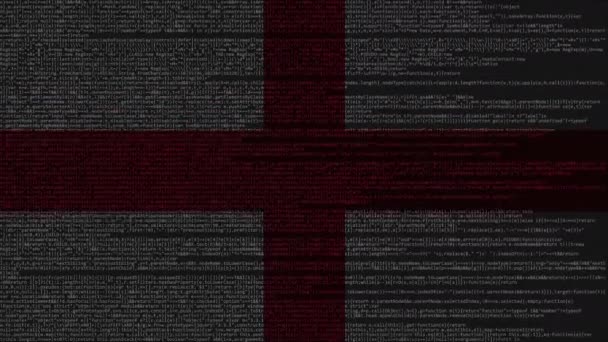 Källkod och flagga England. Engelska digital teknik eller programmering relaterade loopable animation — Stockvideo