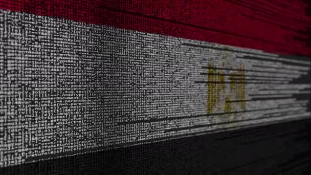 Programmcode und Flagge Ägyptens. Ägyptische digitale Technologie oder programmierbare loopable Animationen — Stockvideo