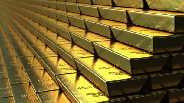 Stairs made of gold bars or bullions, loopable animation. Success or getting rich concepts — Stock Video