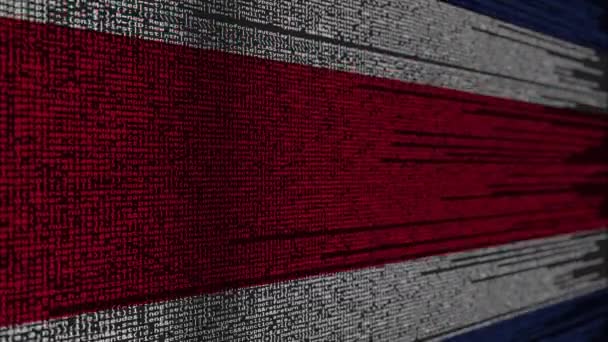 Code de programme et drapeau du Costa Rica. Technologie numérique ou animation en boucle liée à la programmation — Video