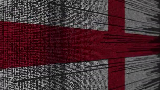 Programmacode en vlag van Engeland. Engelse digitale technologie of programmeren van verwante loopbare animatie — Stockvideo