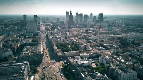 Varšava, Polsko - 27 červen 2018. Letecký pohled na panoráma — Stock video