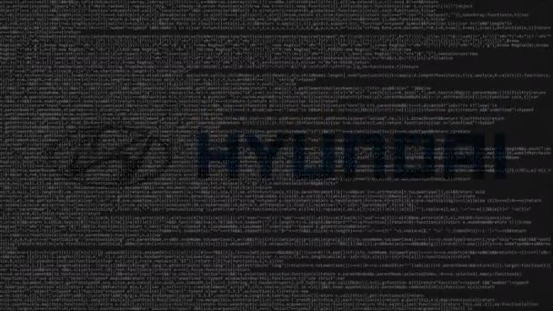 Hyundai logo gemaakt van broncode aanvragen op een computerscherm. Redactionele loopbare animatie — Stockvideo