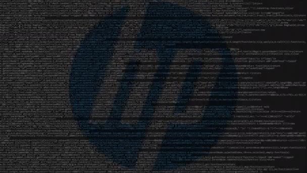Η HP Inc. λογότυπο κατασκευάζονται από πηγαίο κώδικα στην οθόνη του υπολογιστή. Editorial loopable κινούμενα σχέδια — Αρχείο Βίντεο