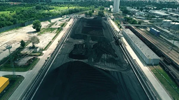 Aerial view of big pile of coal — Stock Photo, Image