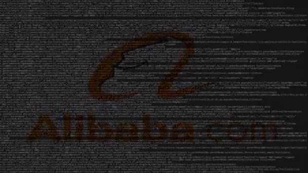 Logotipo de Alibaba.com hecho de código fuente en la pantalla del ordenador. Animación loopable editorial — Vídeos de Stock