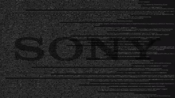 Logo de Sony Corporation hecho de código fuente en la pantalla del ordenador. Animación loopable editorial — Vídeos de Stock