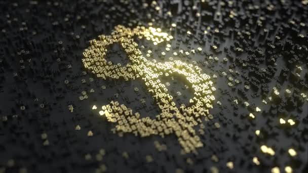 Знак долара, зроблений із золотих чисел. Концептуальна анімація — стокове відео