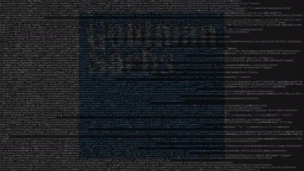 Logo de Goldman Sachs hecho de código fuente en la pantalla del ordenador. Animación loopable editorial — Vídeo de stock
