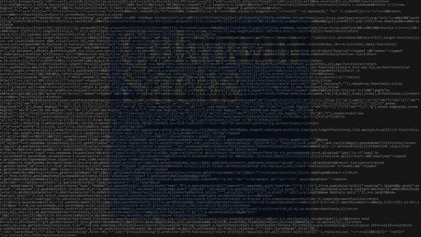 Логотип Goldman Sachs из исходного кода на экране компьютера. Редакционная 3D рендеринг — стоковое фото
