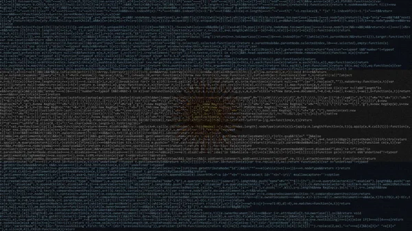 Broncode en vlag van Argentinië. Argentijnse digitale technologie of programmering gerelateerde 3D-rendering — Stockfoto