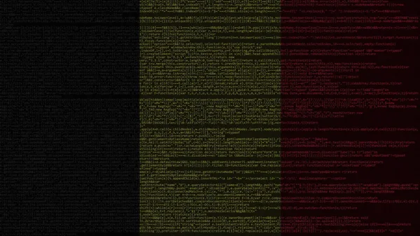 Broncode en vlag van België. Belgische digitale technologie of programmering gerelateerde 3D-rendering — Stockfoto