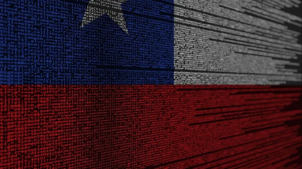 Програмний код і прапор Чилі. Чилійський цифрових технологій або програмування пов'язані 3d-рендерінг — стокове фото
