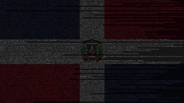 Quellcode und Flagge der Dominikanischen Republik. digitale Technologie oder programmierbezogenes 3D-Rendering — Stockfoto