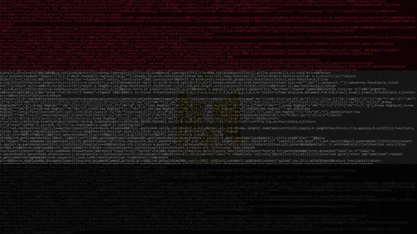 Πηγαίο κώδικα και σημαία της Αιγύπτου. Αιγυπτιακή ψηφιακή τεχνολογία ή προγραμματισμού που σχετίζονται με 3d rendering — Φωτογραφία Αρχείου
