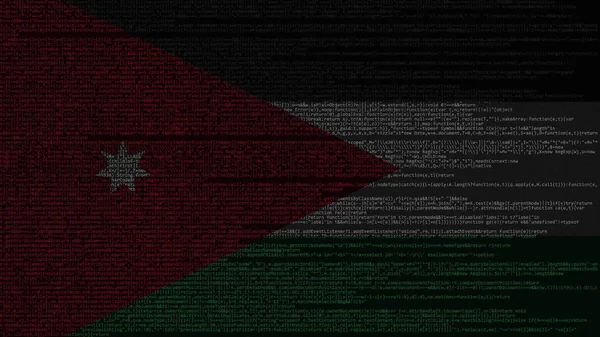 Quellcode und Flagge Jordaniens. jordanische digitale Technologie oder programmierbezogene 3D-Darstellung — Stockfoto