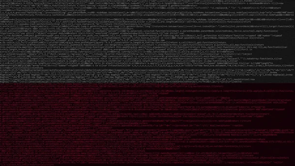 Source code and flag of Poland. Polish digital technology or programming related 3D rendering — Stock Photo, Image